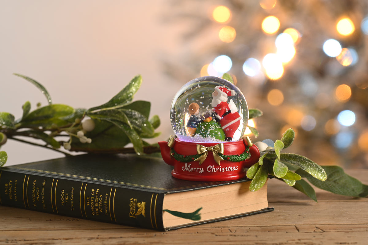 Red Teapot Santa SnowGlobe - 8cm