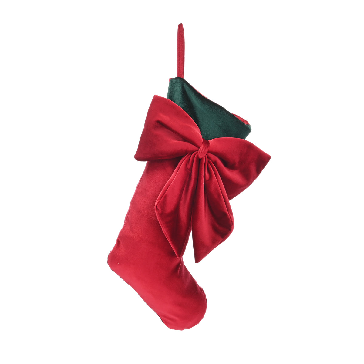 Red Velvet Stocking with Red Bow - 46cm