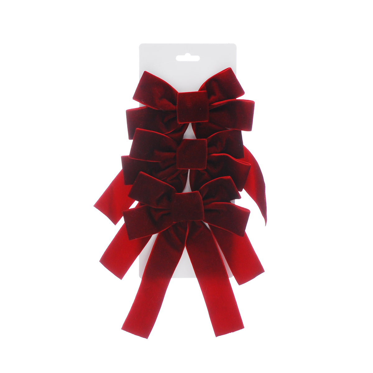 Set of 3 Burgundy Velvet Bows - 24cm