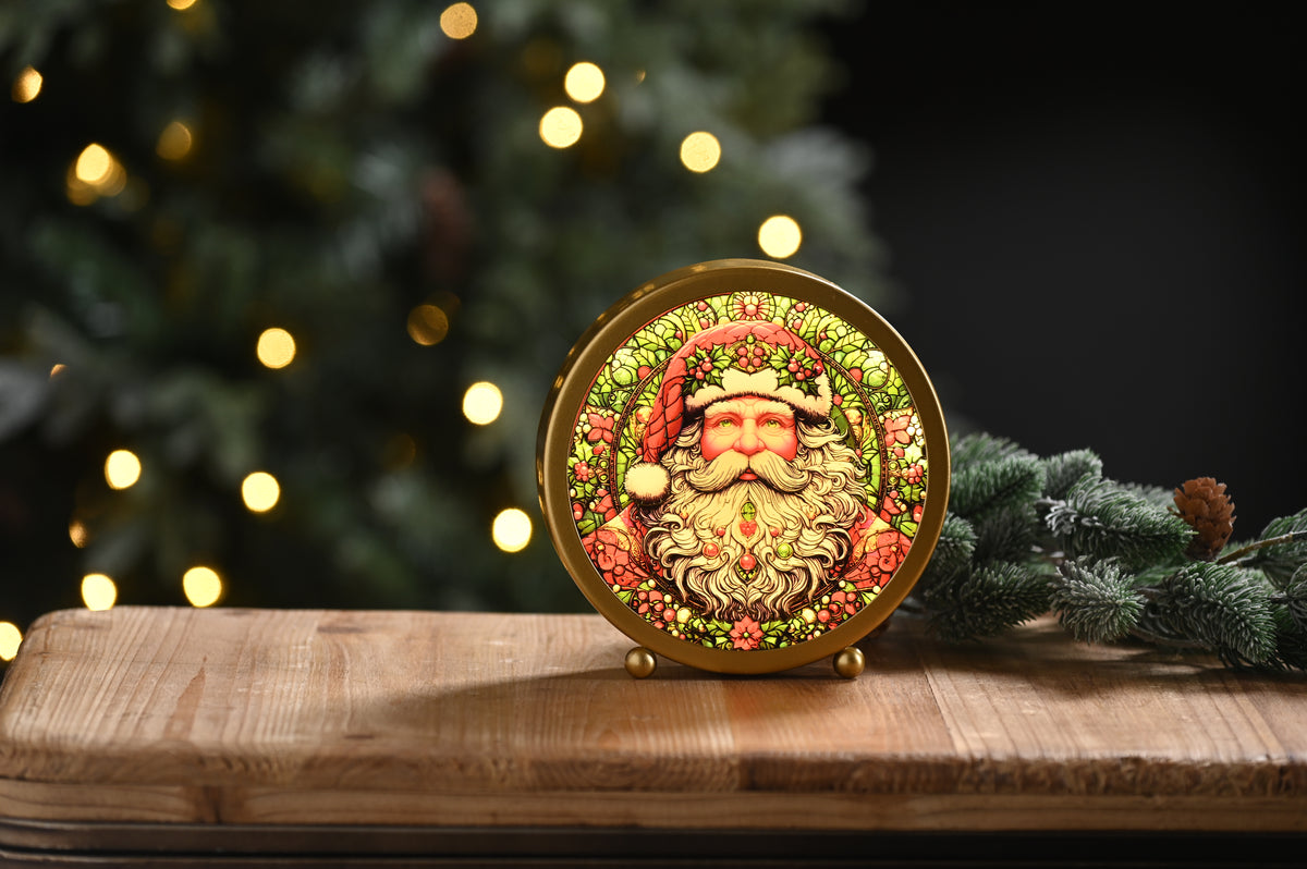 LED Stained Glass Santa Light - 15cm