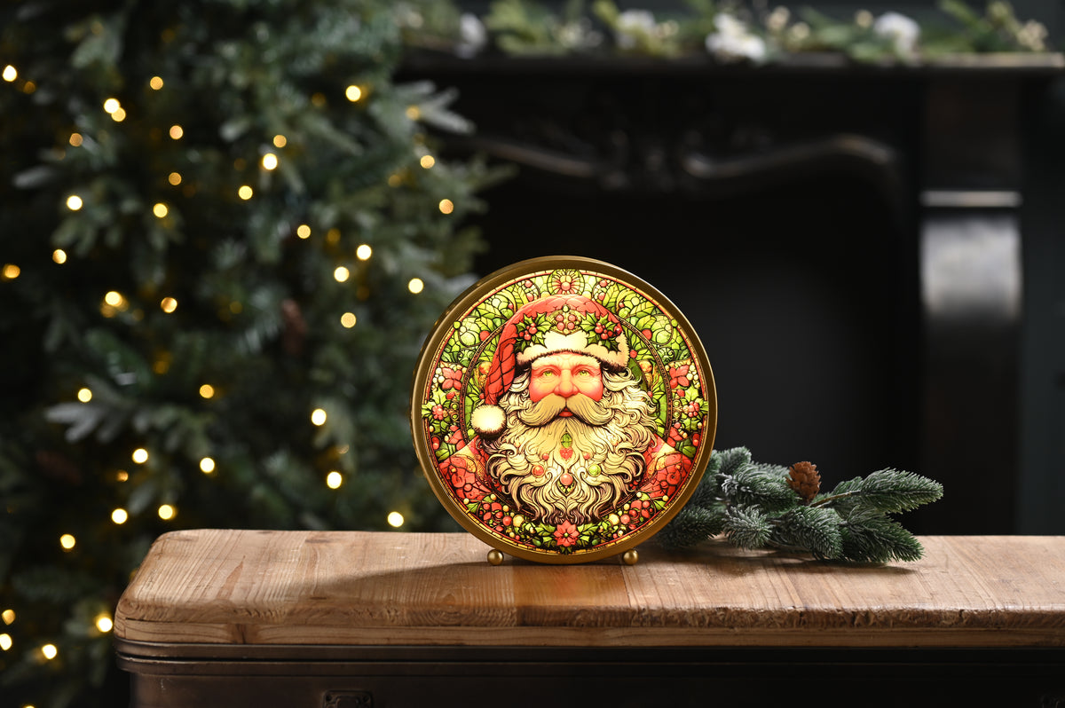 LED Stained Glass Santa Light - 22cm