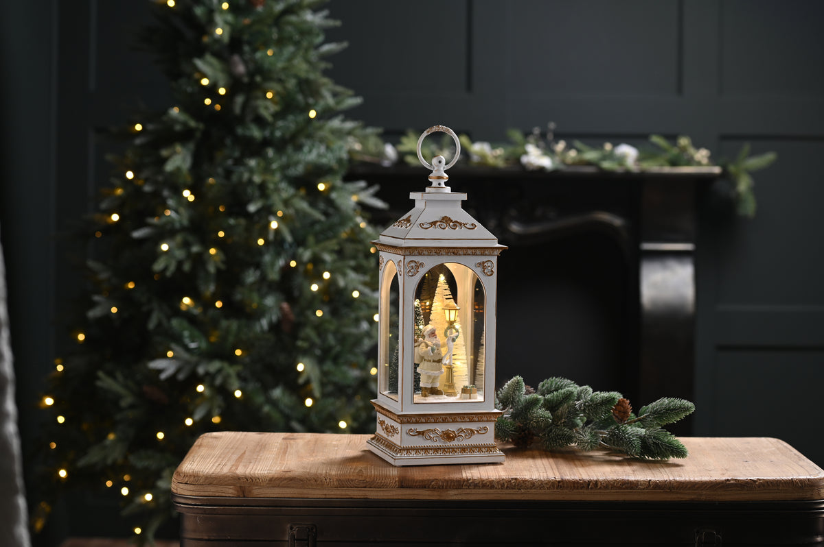 Warm White LED Santa Lantern - 38cm