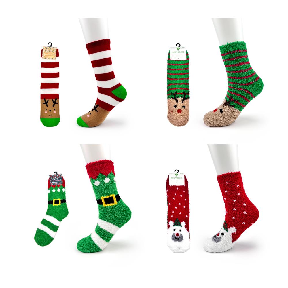 Ladies Christmas Supersoft Cosy Socks - Pack of 2