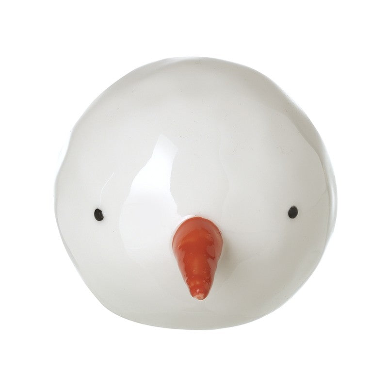 White Ceramic Snowman Head - 9cm