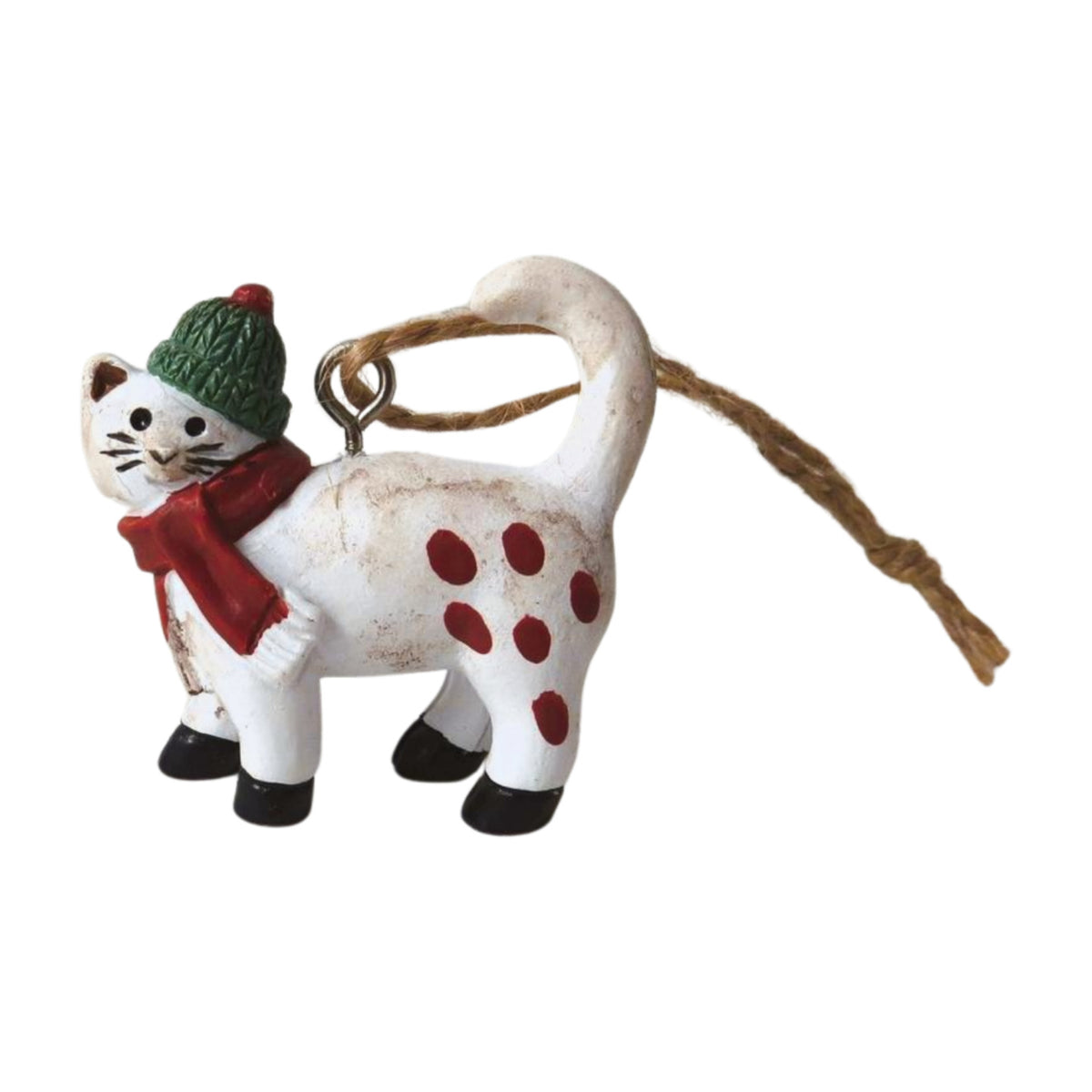 Christmas Cat with Hat & Scarf Christmas Tree Decoration - 6cm
