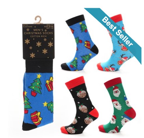 Mens Novelty Cotton Rich Christmas Socks