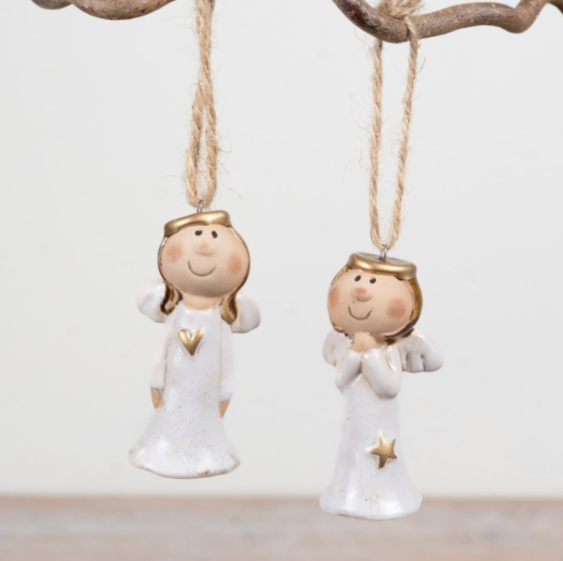 Rustic Matte White Sweet Girl Angel Hanging Single Decoration