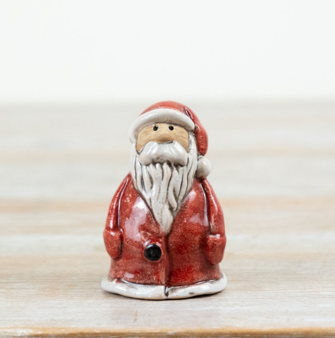 Rustic Finish Christmas Chubby Pocket Santa Ornament 7.7cm