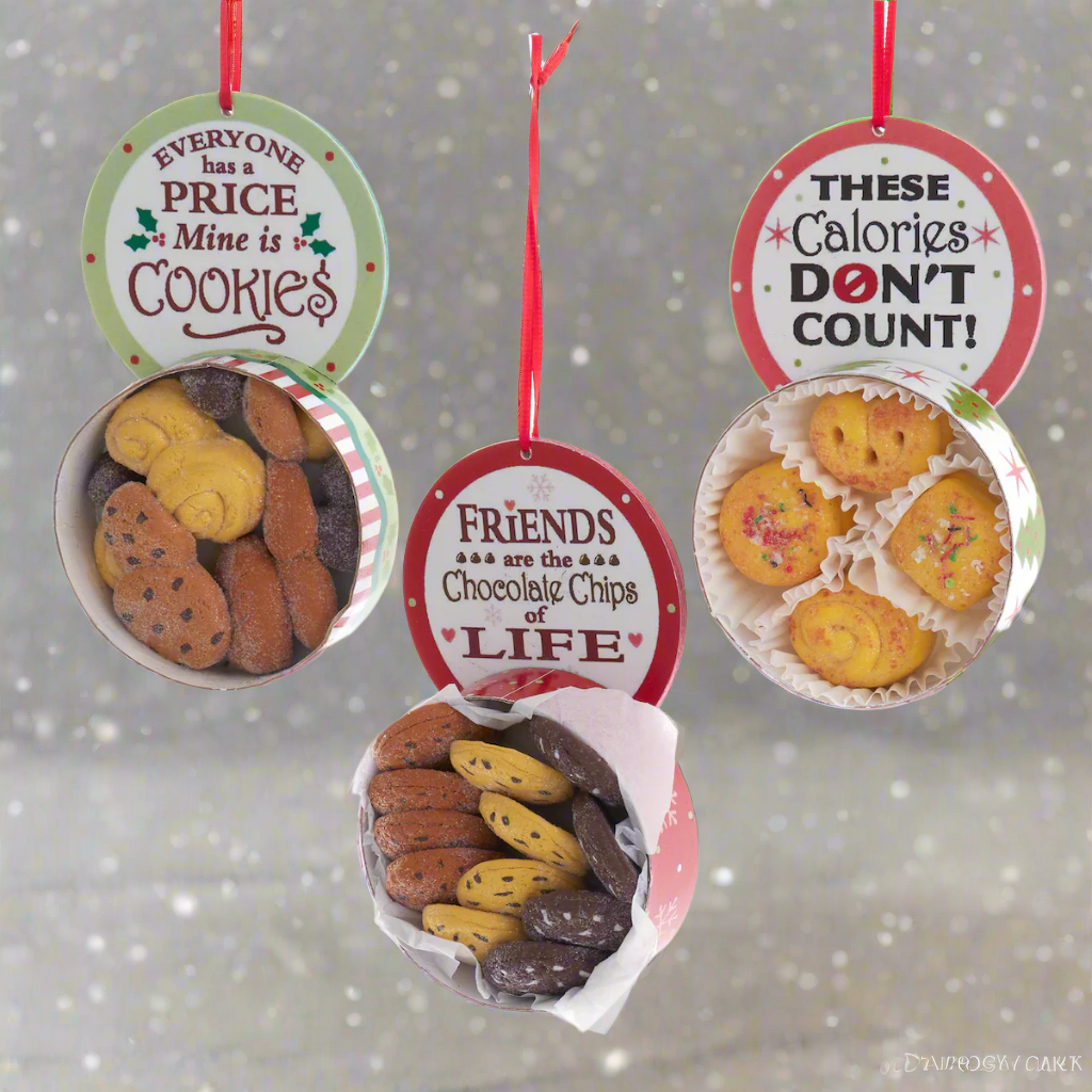 Clay-dough Christmas Cookie Box Bauble with Saying