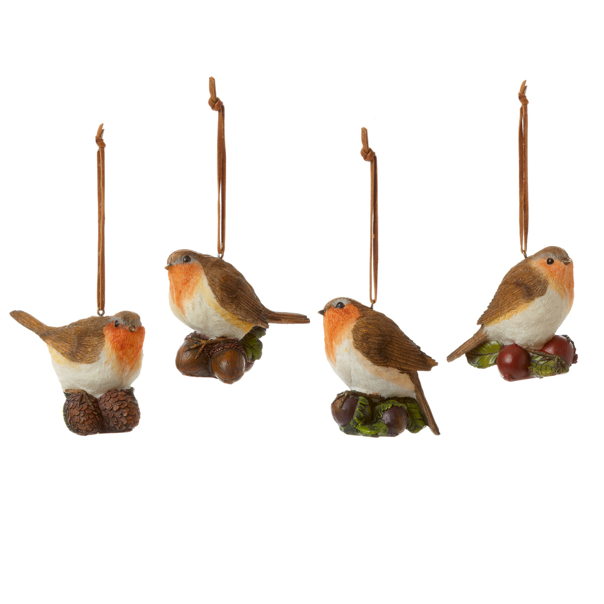 Robin on Nut Hanging Decoration 7cm