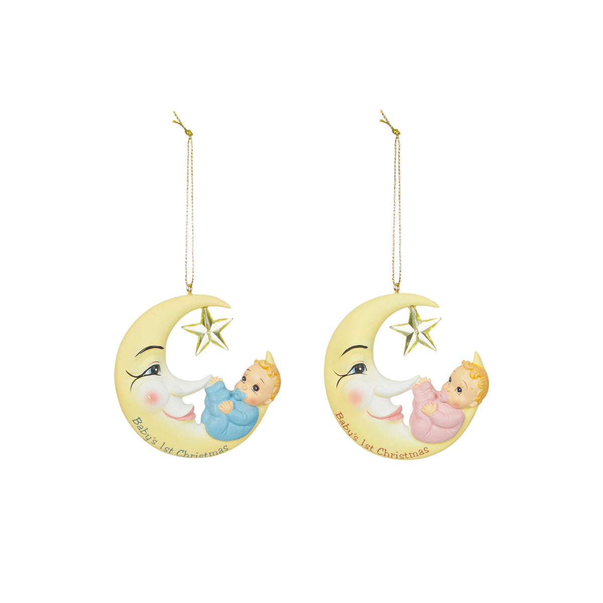 Baby's First Christmas Baby on Moon Bauble - 8cm