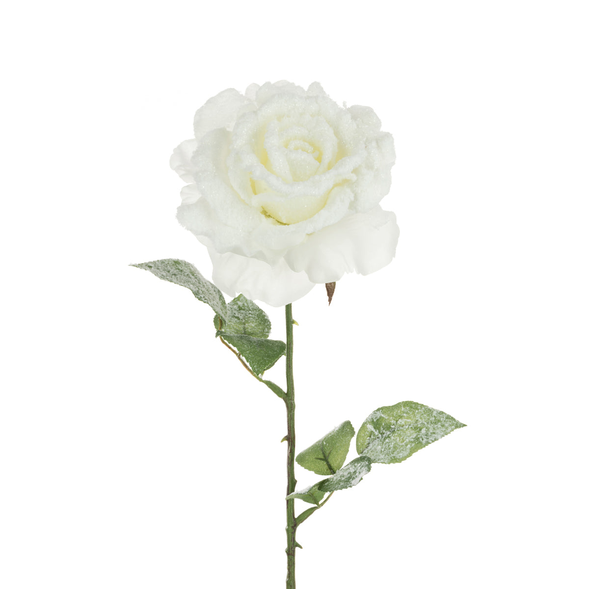Snowstorm Georgia Rose White Artificial Flower Stem - 66cm