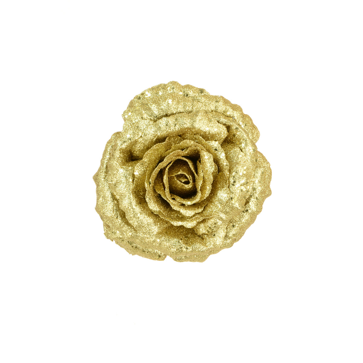 Gold Sparkle Rose with Clip - 16cm