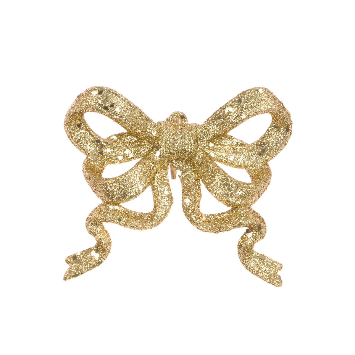 Christmas Gold Glitter Bow Clip Decoration - 11cm