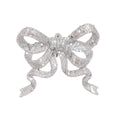 Silver Glitter Bow Clip Decoration - 11cm