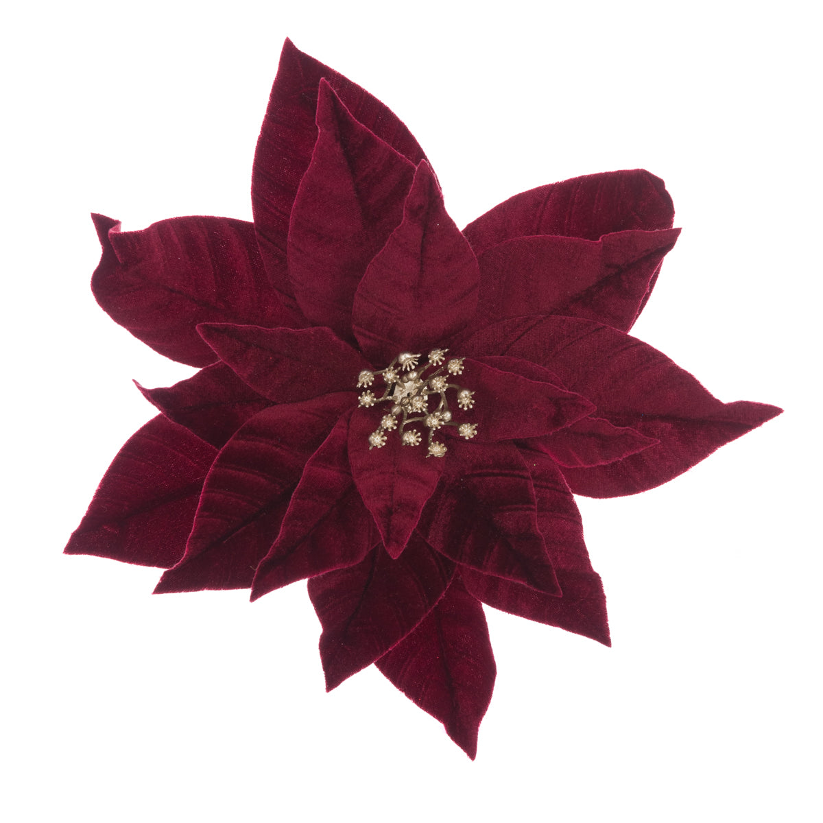 Red Velvet Glitter Poinsettia Clip - 31cm
