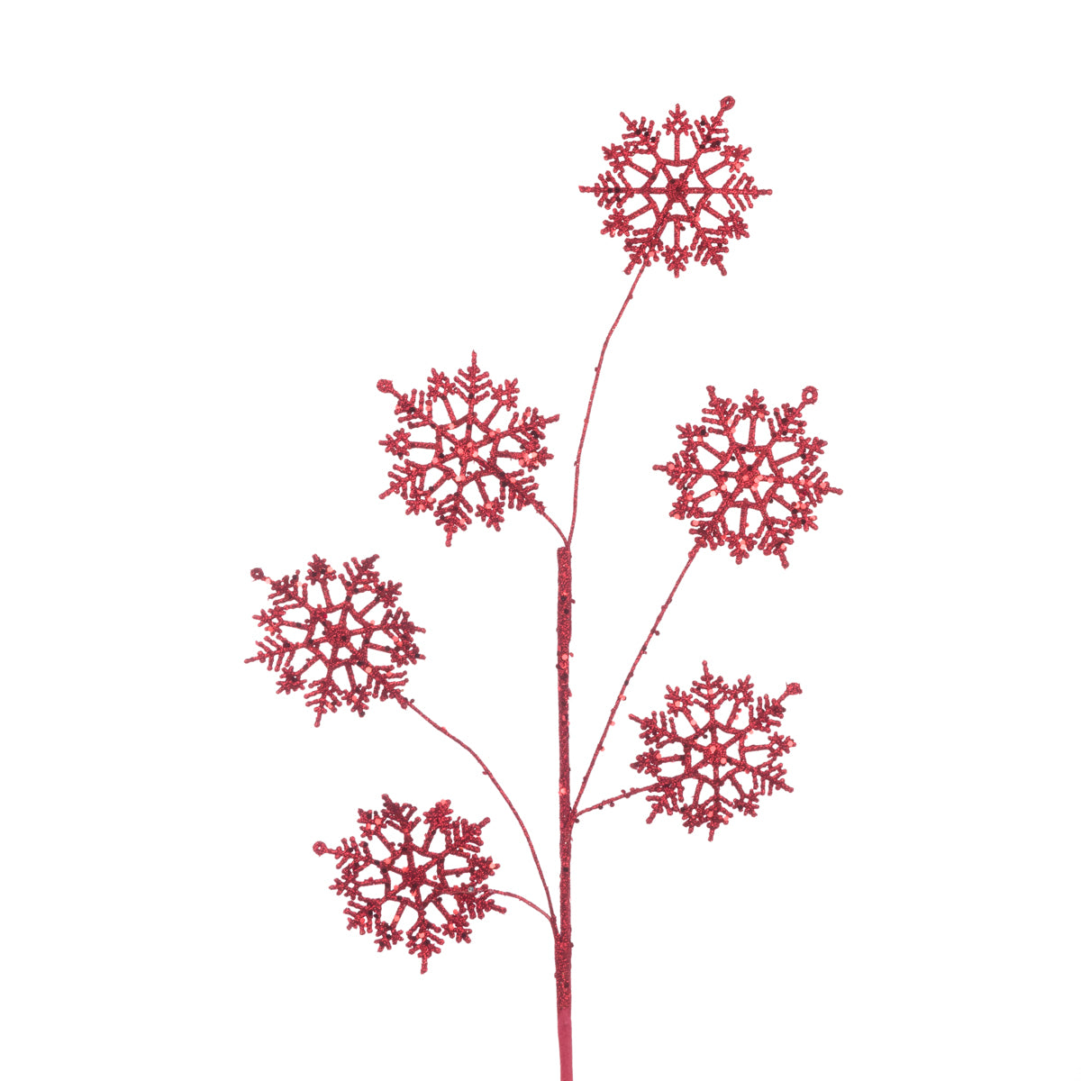Red Glitter Snowflake Spray - 74cm