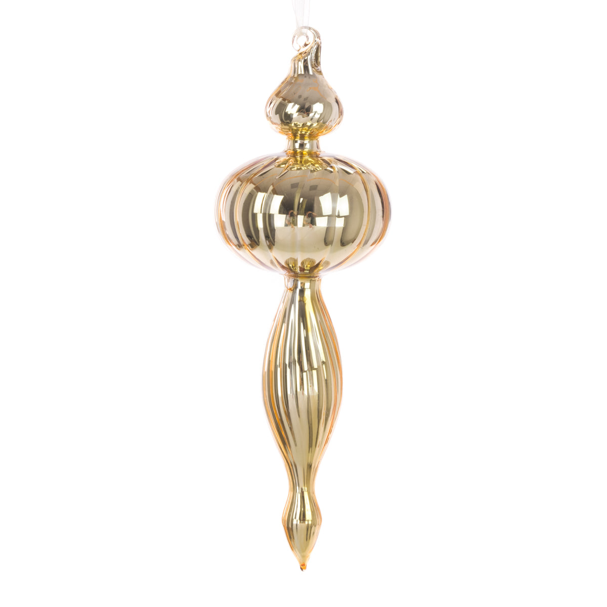 Large Glass Fancy Finial Christmas Tree Bauble - 24cm