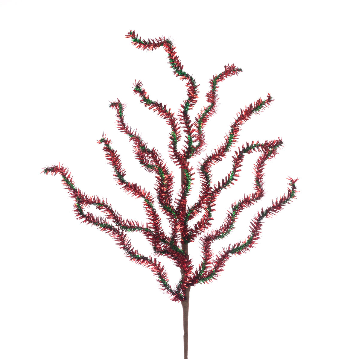 Red & Green Tinsel Twist Spray - 79cm