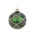 Glass Christmas Green and Gold Tinsel Tallula Tree Bauble - 8cm