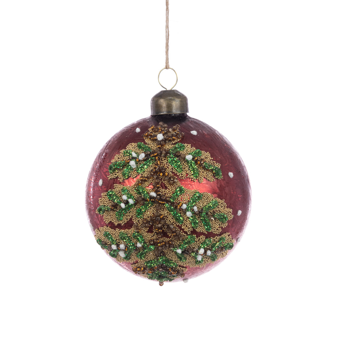 Glass Christmas Red Tree Design Tree Bauble - 8cm