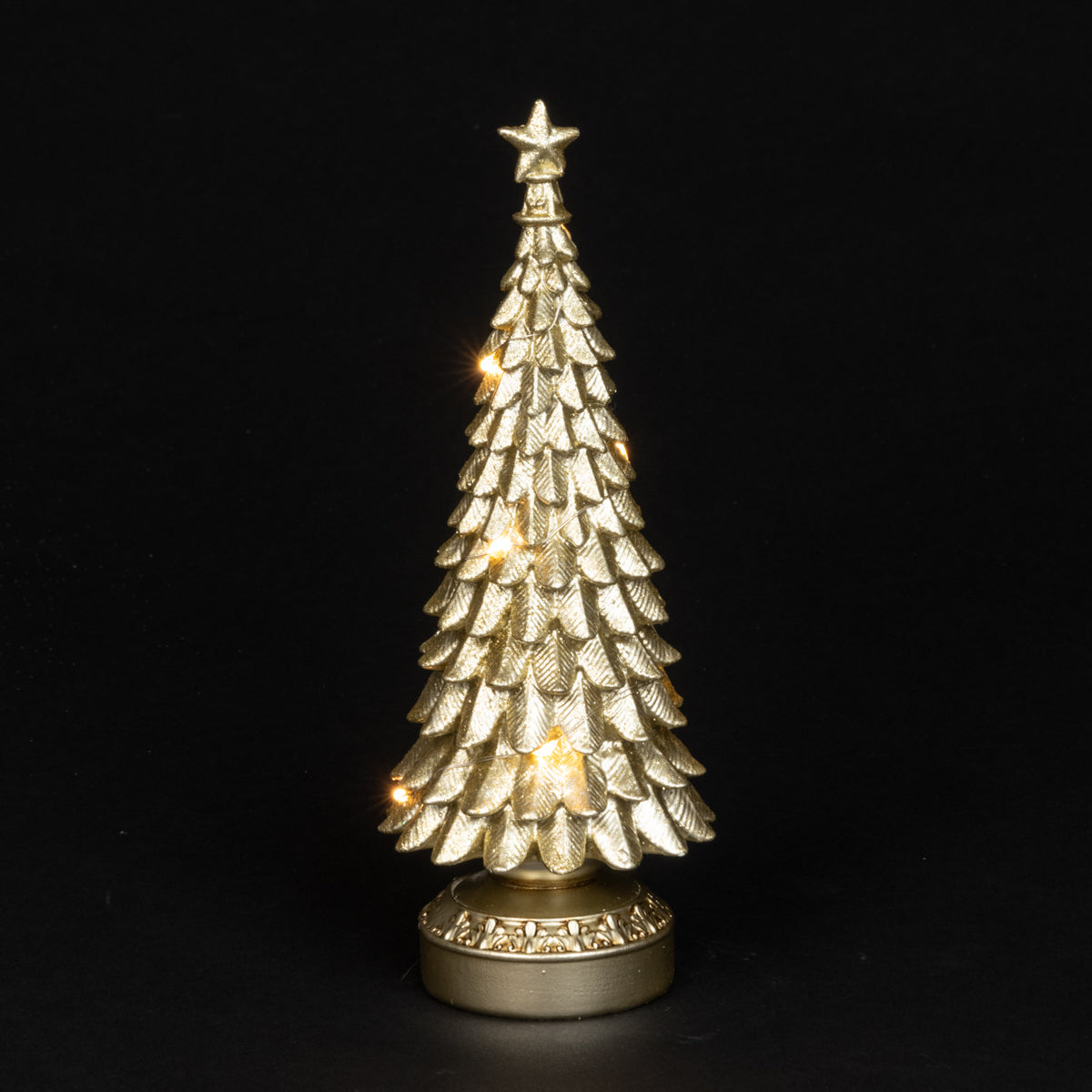 Gold Light Up LED Christmas Tree Ornament - 20cm