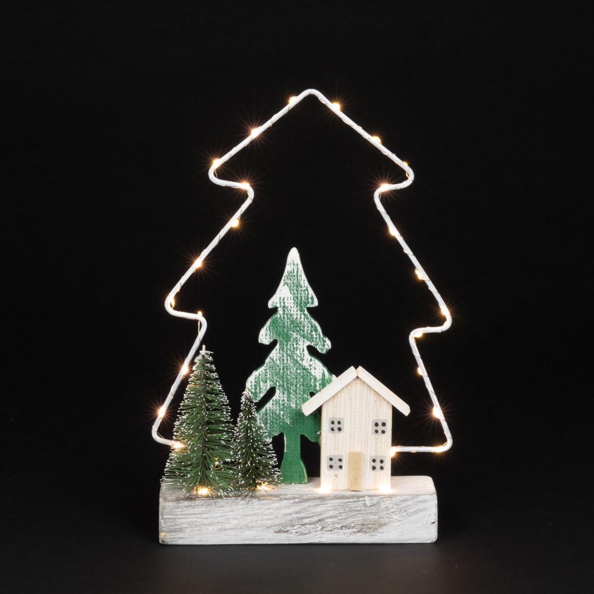 Light Up Wooden Tree Tabletop - 36cm