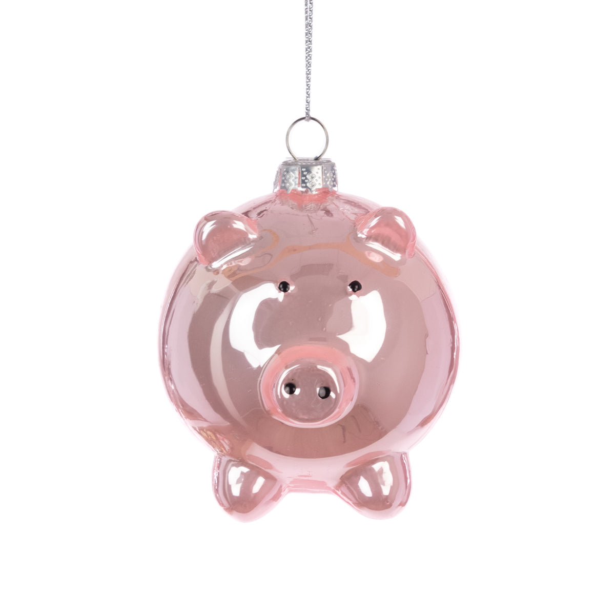 Glass Pink Pig Christmas Tree Decoration