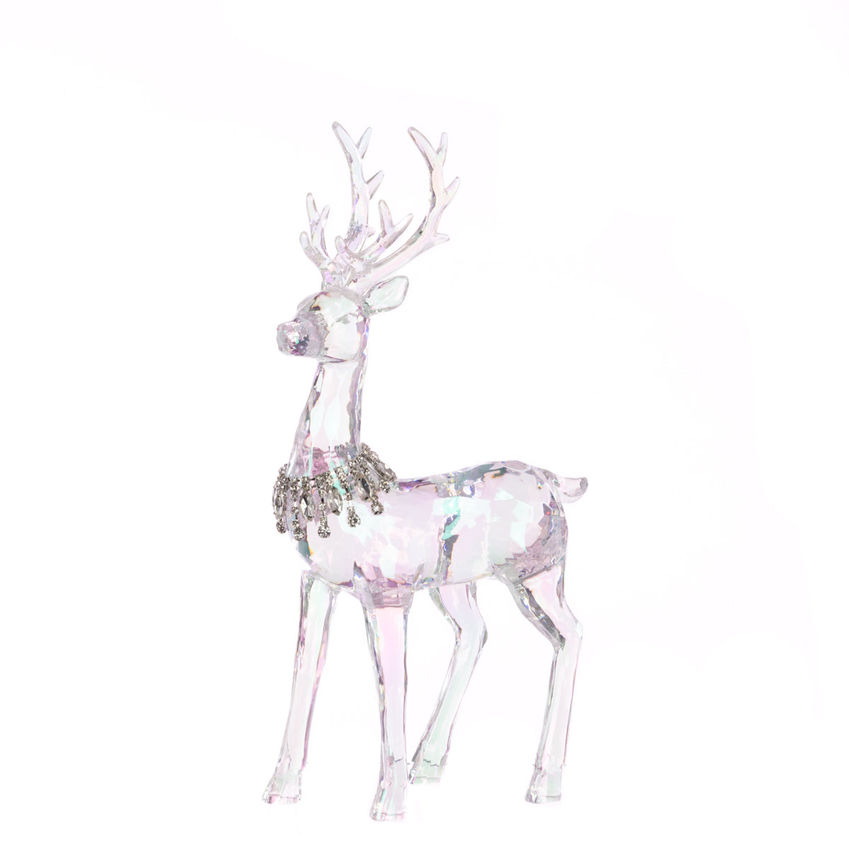 Clear Iridescent Standing Reindeer Figure - 34cm
