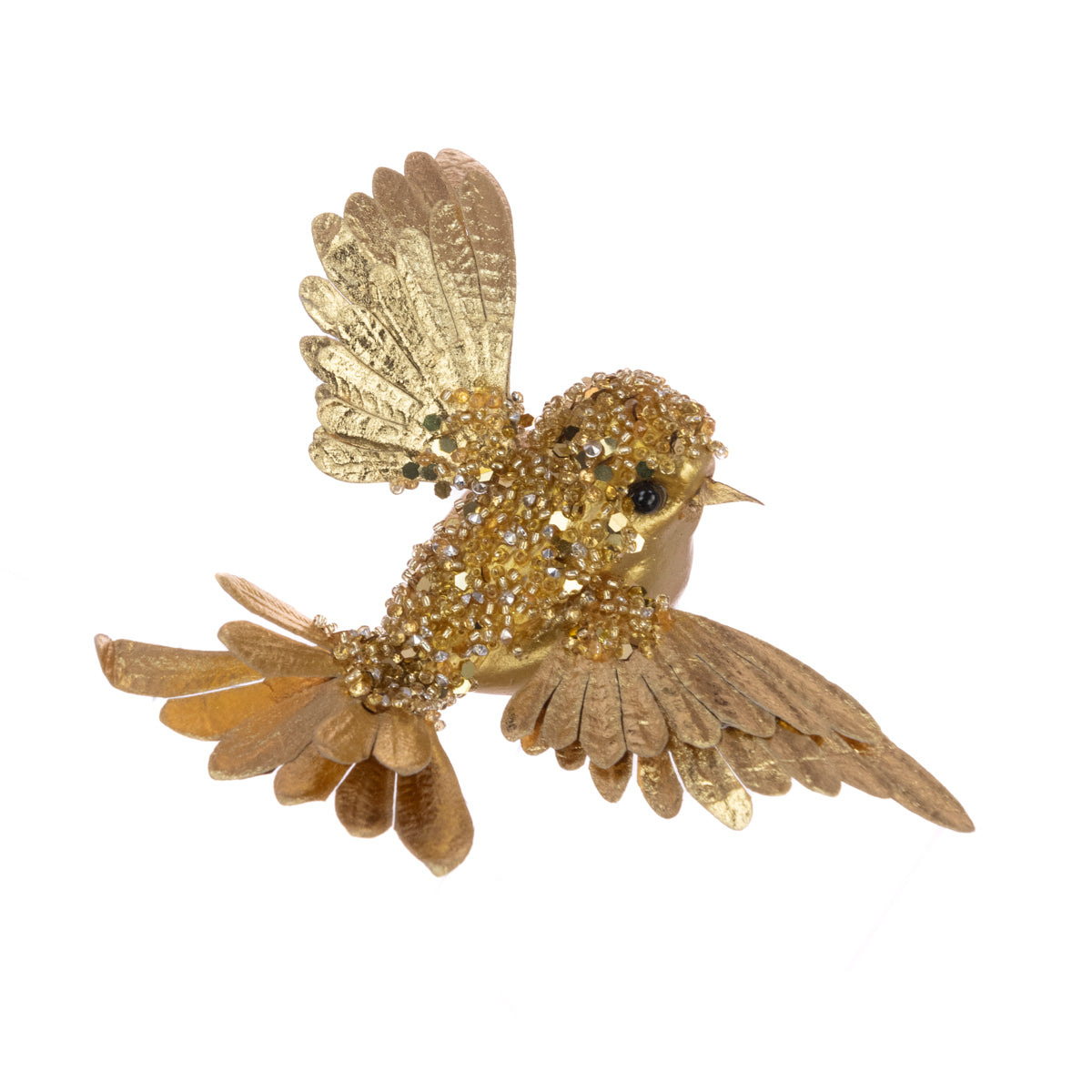 Gold Beaded Bird Clip - 13cm
