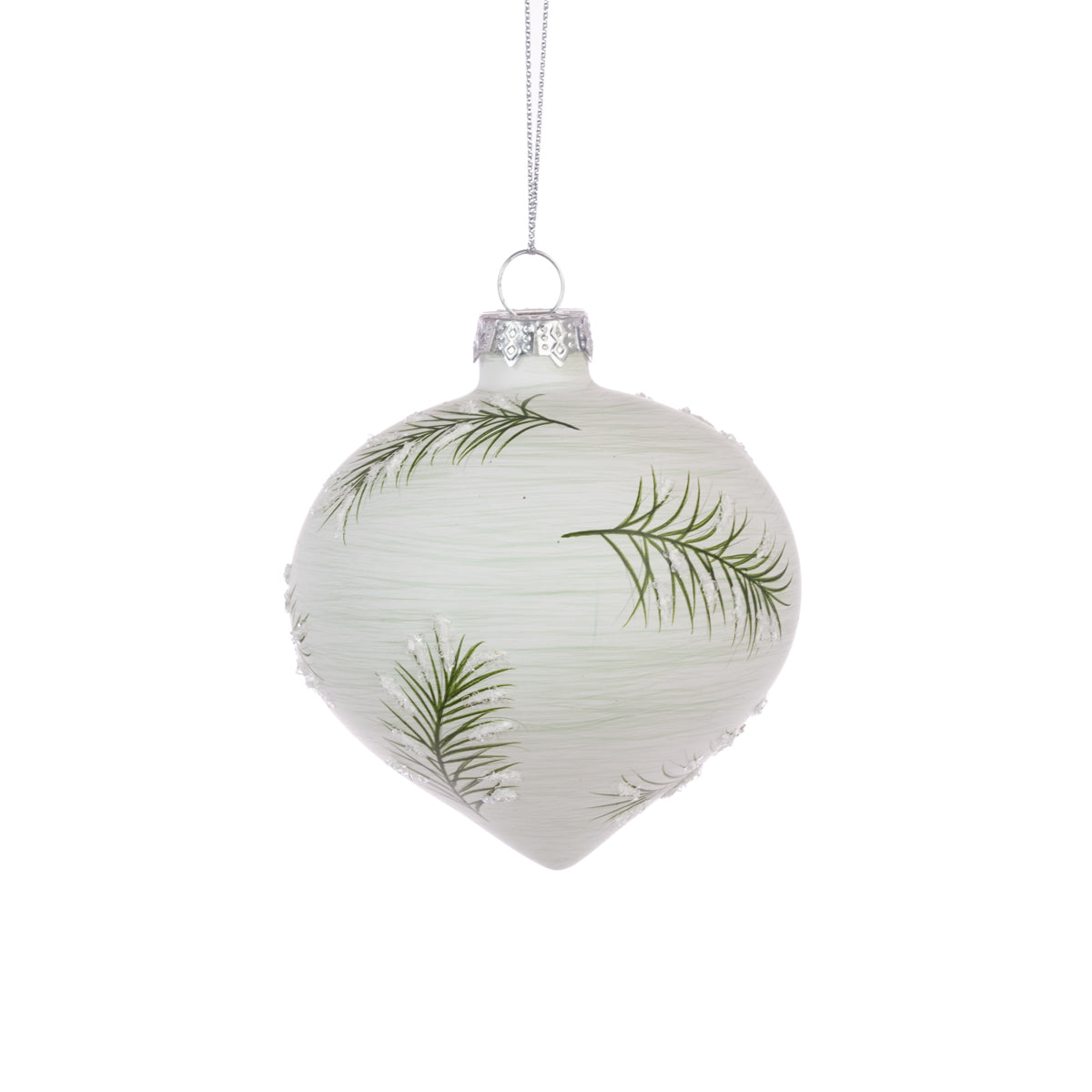 White Glass Pine Onion Christmas Bauble - 8cm