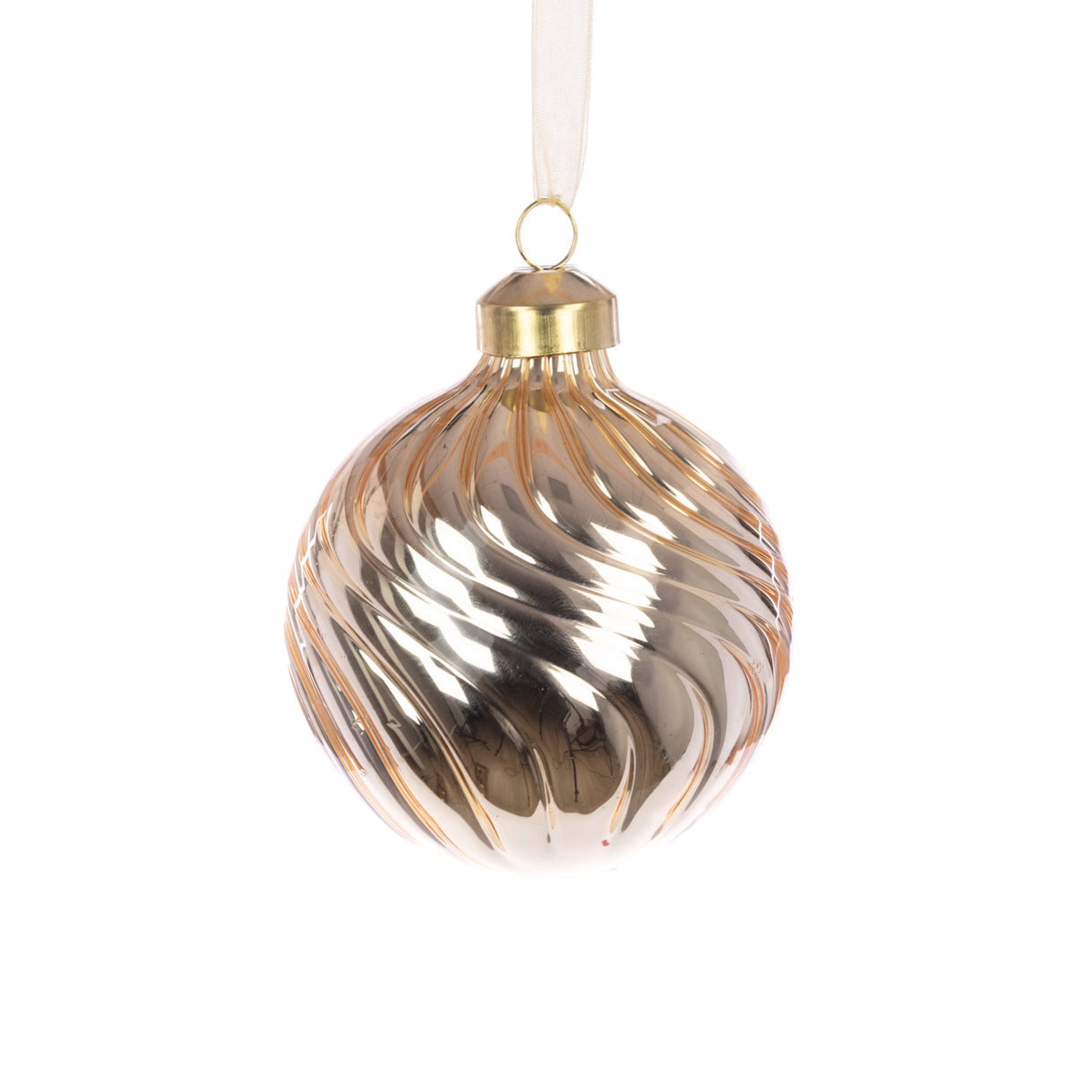 Gold Glass Arlette Swirl Christmas Tree Bauble - 8cm