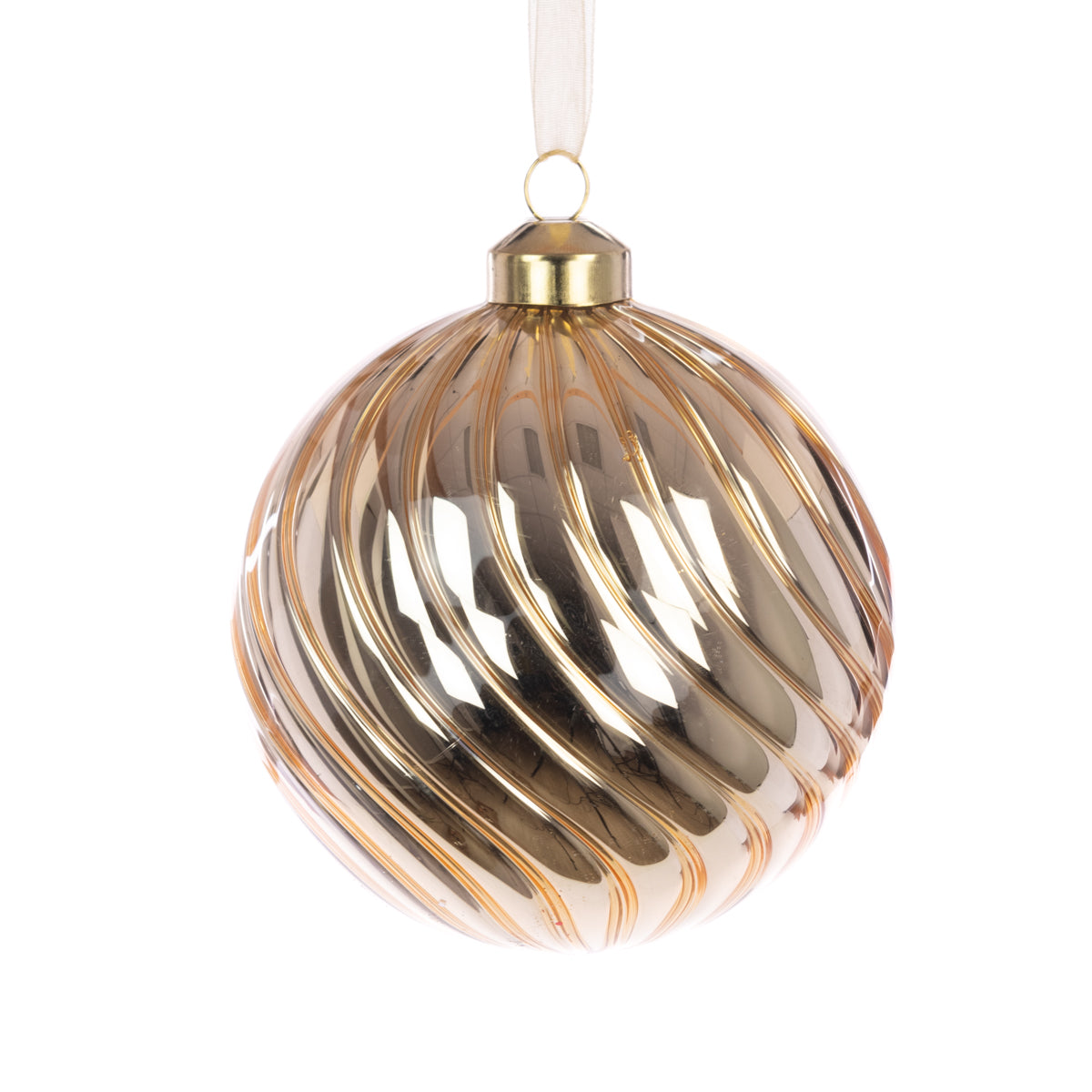 Gold Glass Arlette Swirl Christmas Tree Bauble - 10cm
