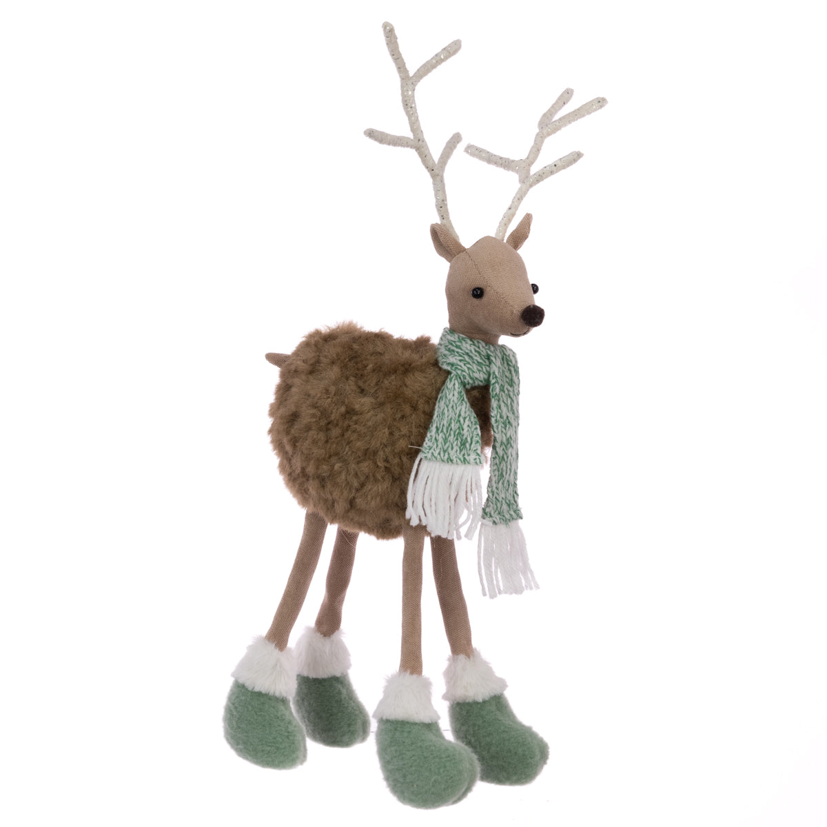 Fluffy Reindeer with Sage Green Boots & Scarf Christmas Ornament - 47cm