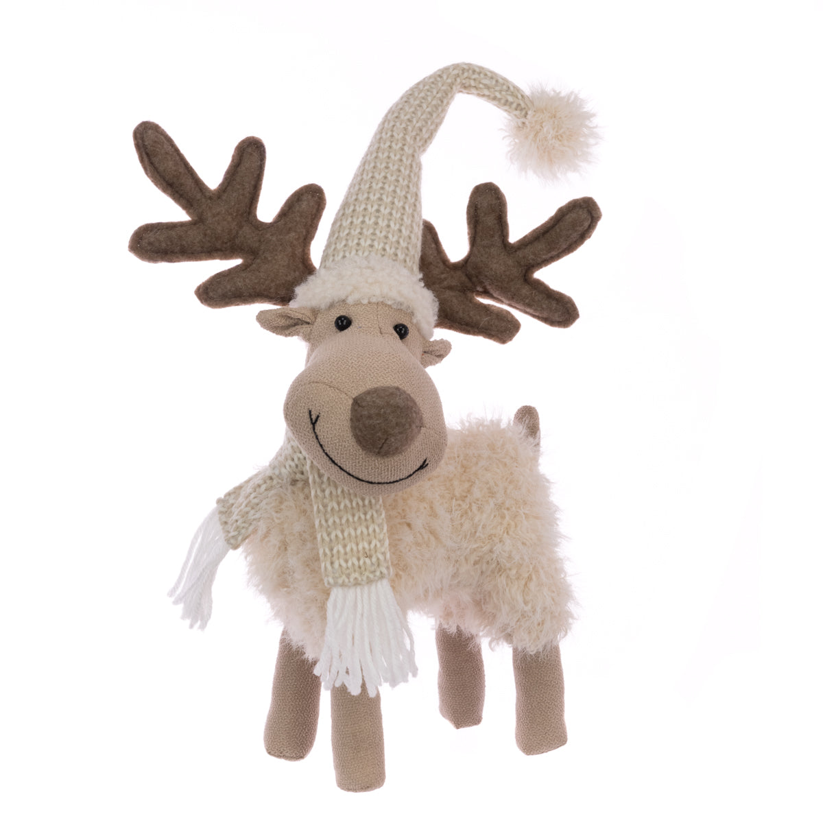 Natural Fluffy Reindeer Christmas Decoration