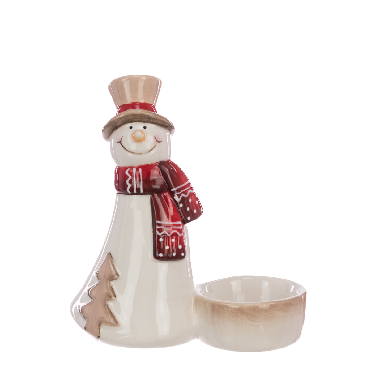 Ceramic Christmas Snowman Candle Holder
