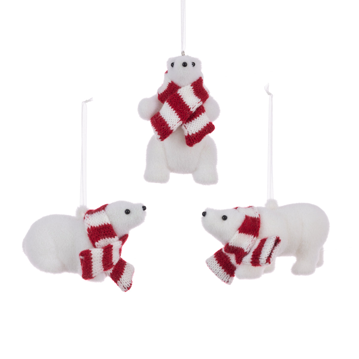 Polar Bear with Red & White Winter Scarf Christmas Tree Decoration