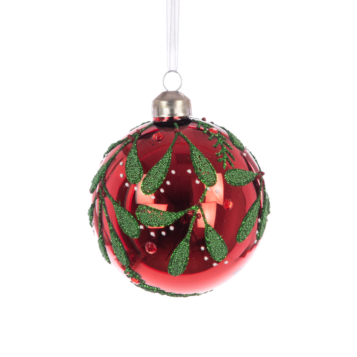 Red Glass Rosemary Christmas Bauble - 8cm