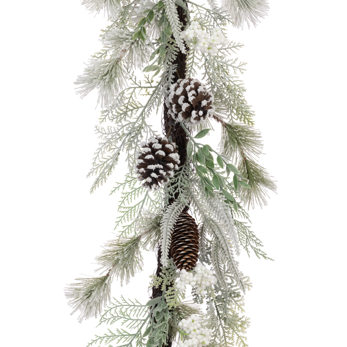Snowy Castor White Berry & Pinecone Christmas Garland - 180cm