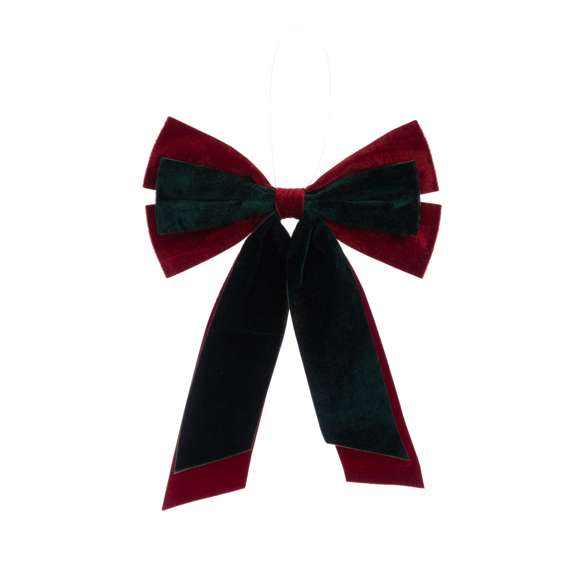 Red & Green Velvet Mixed Christmas Bow Decoration - 28cm