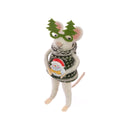Felt Christmas Mouse in Novelty Glasses Ornament