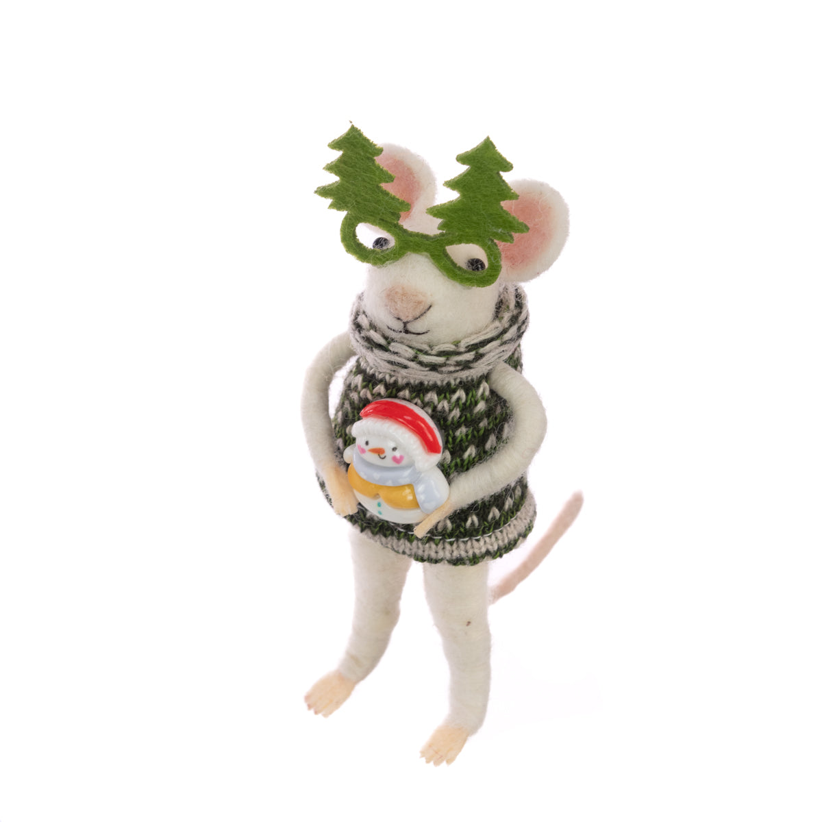 Felt Christmas Mouse in Novelty Glasses Ornament