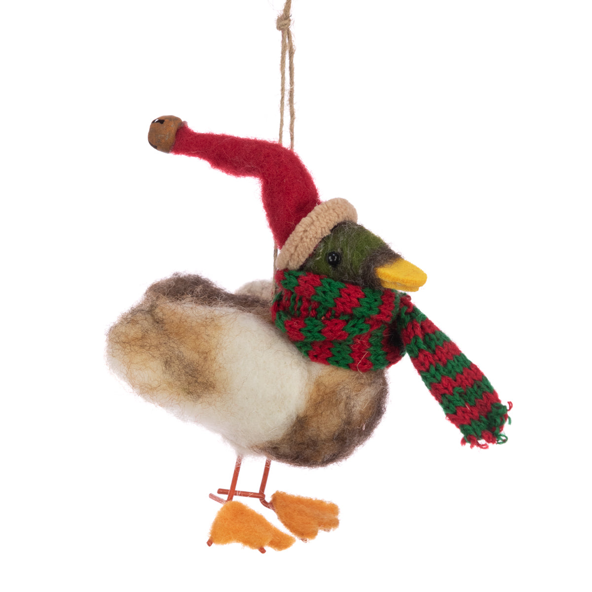 Felt Duck in Hat Bauble - 13cm