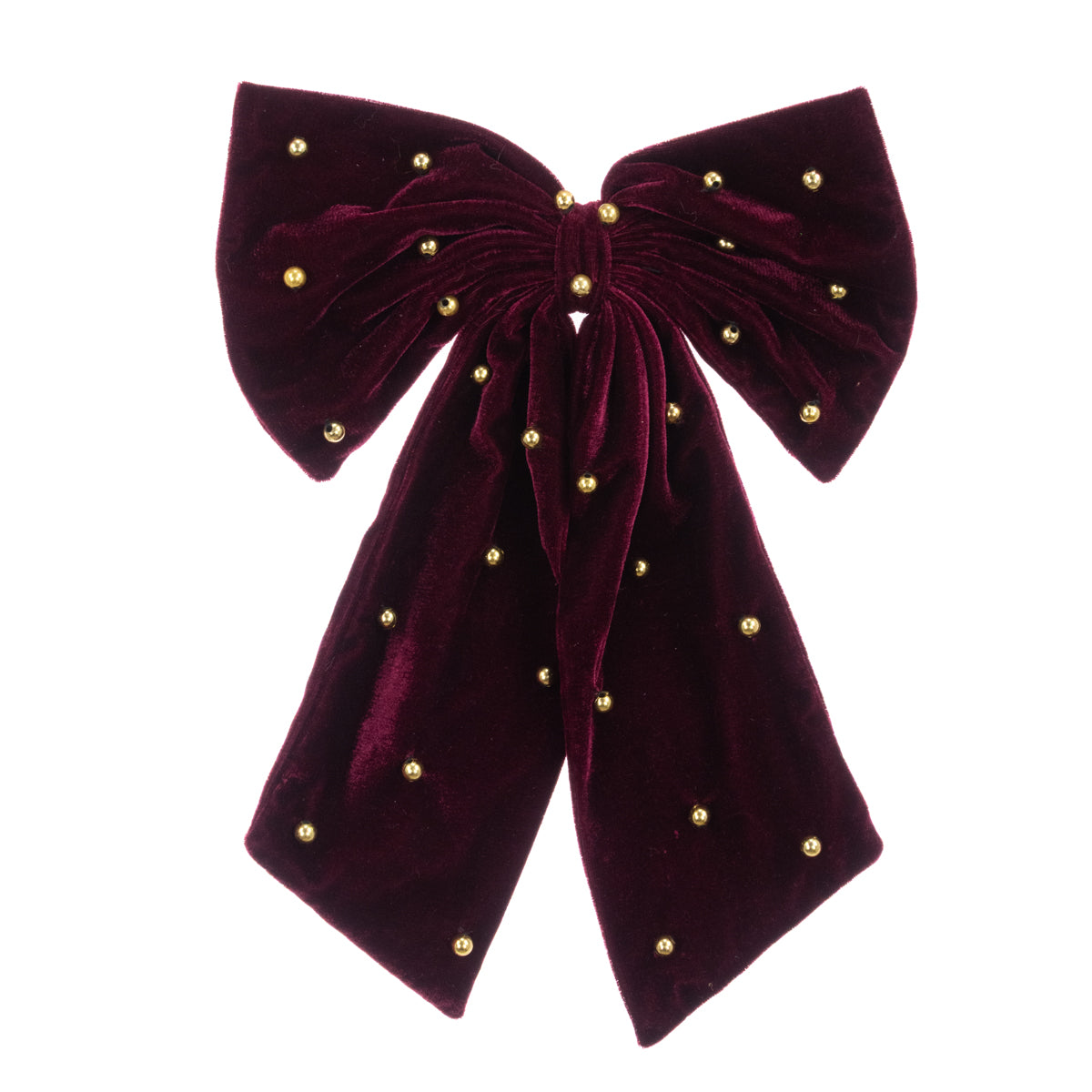 Burgundy Velvet with Beads Clip - 36cm
