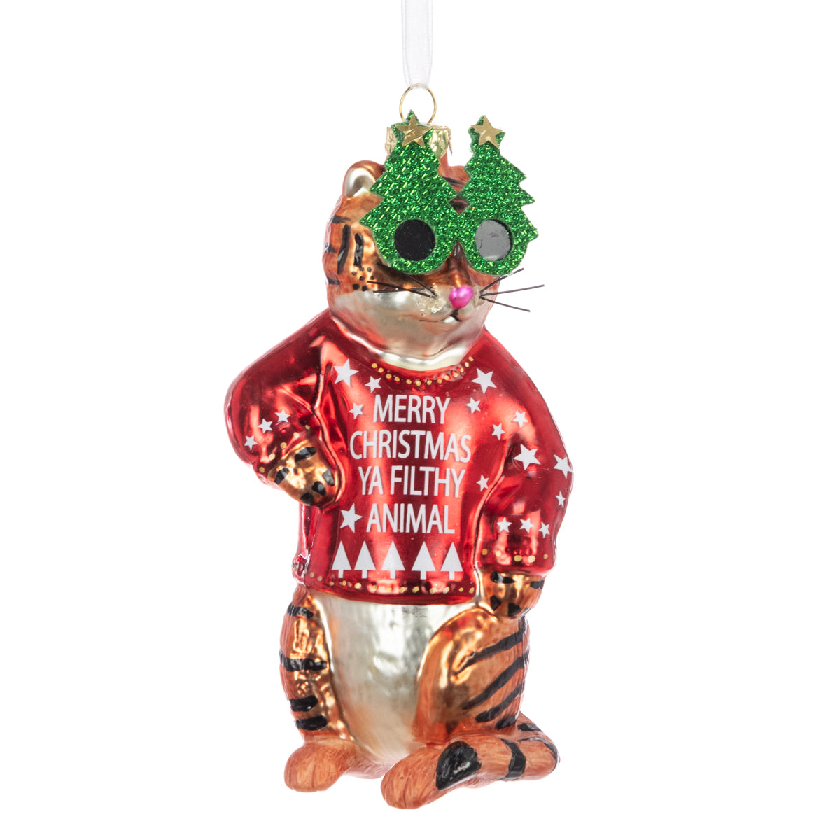 Filthy Cat Glass Bauble - 14cm