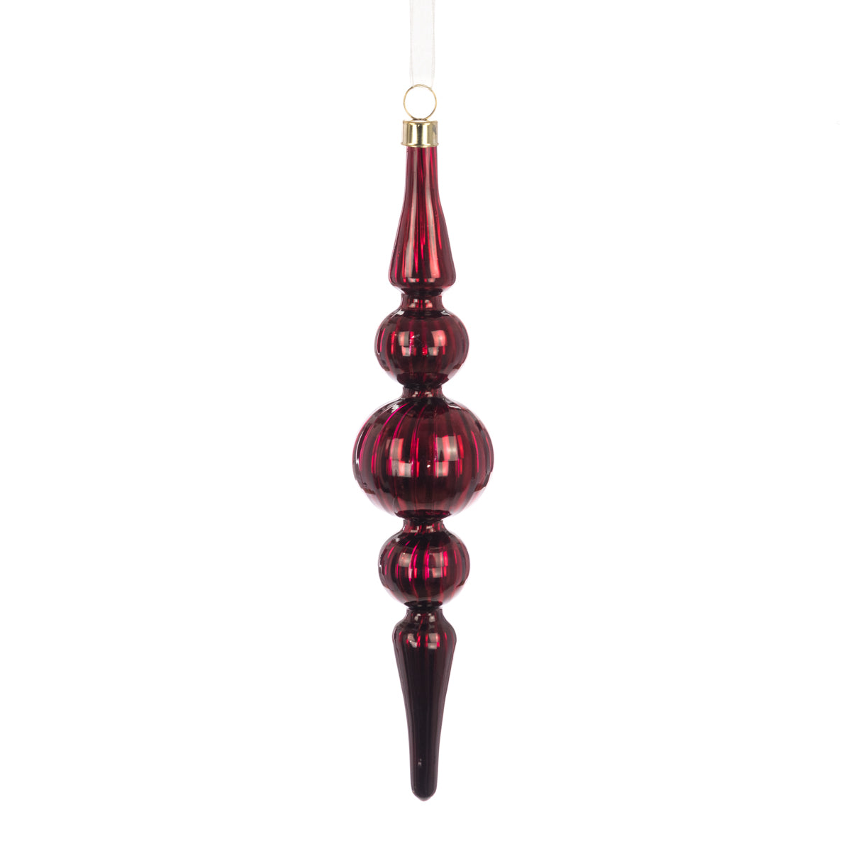 Red Glass Finial Bauble - 21cm