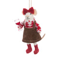 Felt Mrs Mouse with Wine - 13cm