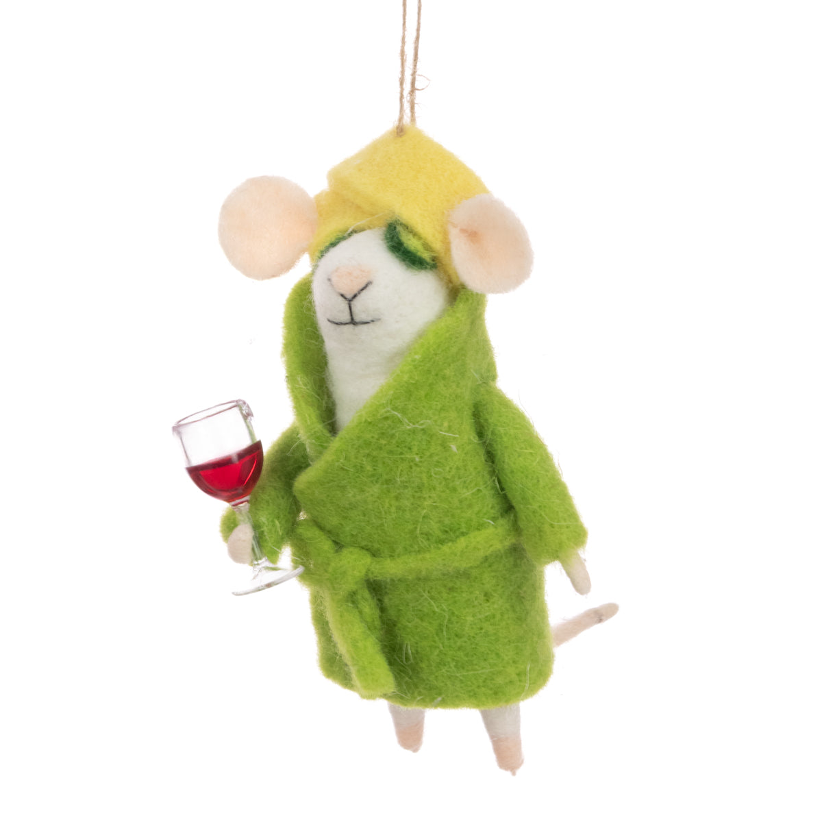 Felt Mouse at Spa Bauble - 13cm