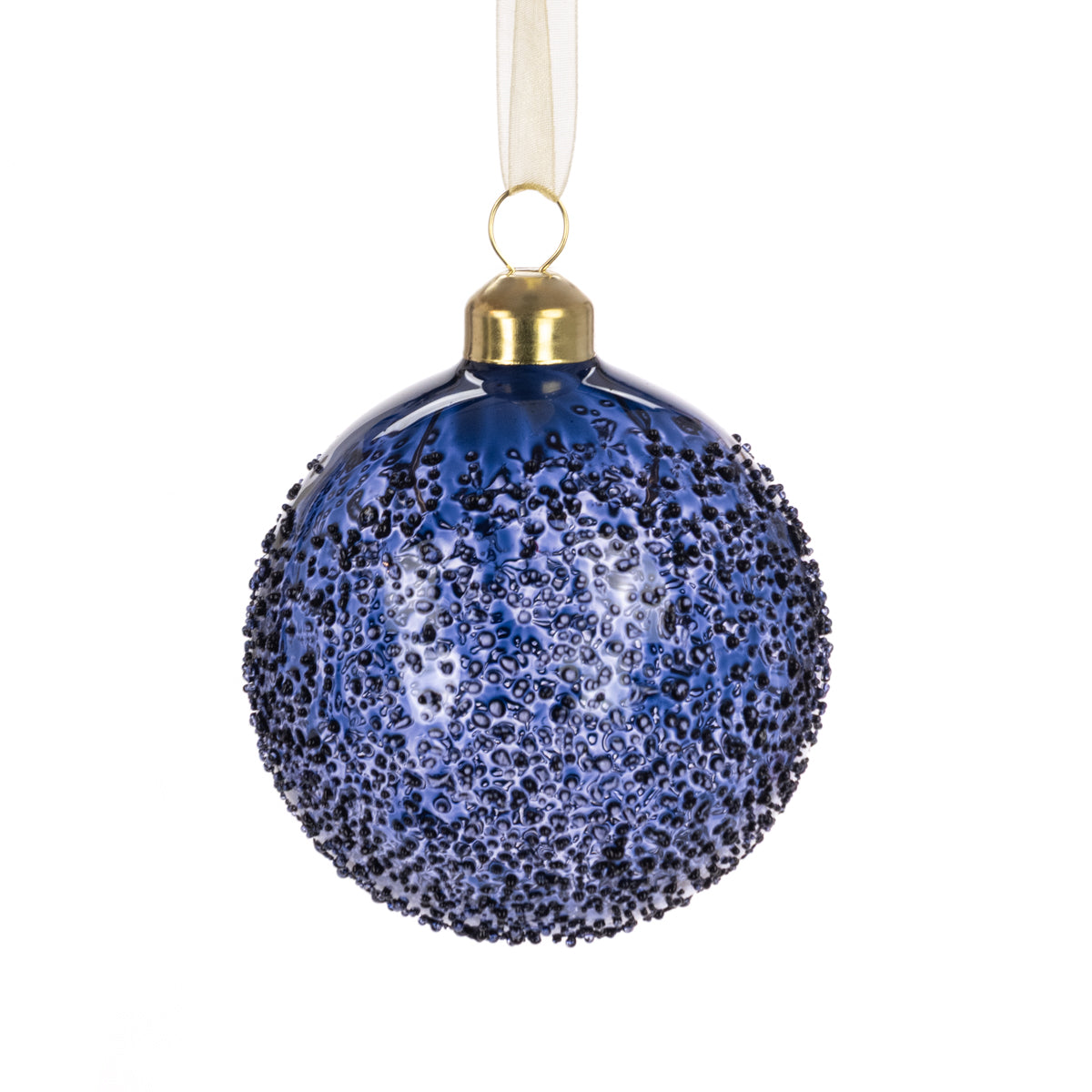 Blue Glass Dakota Bauble - 8cm