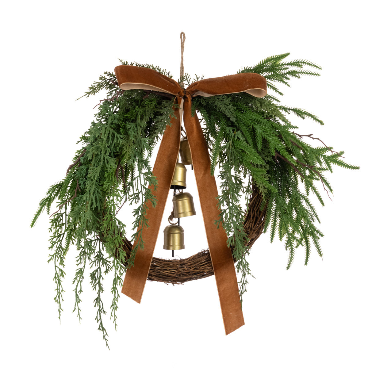 Semi Bow Wreath with Bells - 46cm